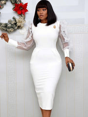 Load image into Gallery viewer, Sheer Sleeve White Dress
