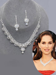 Load image into Gallery viewer, Rhinestone Necklace &amp; Earrings Set

