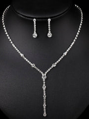 Load image into Gallery viewer, Rhinestone Necklace &amp; Earrings Set
