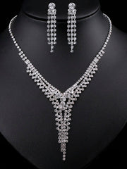 Load image into Gallery viewer, Rhinestone Necklace &amp; Earrings Set
