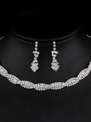 Load image into Gallery viewer, Rhinestone Necklace &amp; Earrings Set
