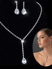 Load image into Gallery viewer, Rhinestone Necklace &amp; Earrings Set
