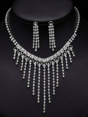 Load image into Gallery viewer, Rhinestone Necklace &amp; Earrings Set
