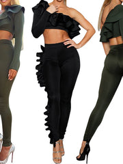 Load image into Gallery viewer, Ruffled Off Shoulder Crop-Top and Pants Two-Piece Set
