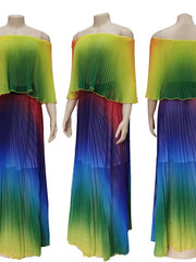 Load image into Gallery viewer, Off Shoulder Rainbow Color Dress
