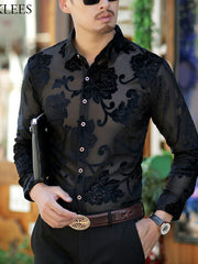 Load image into Gallery viewer, Velvet Floral Men&#39;s Shirts
