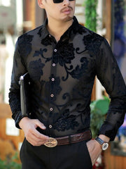 Load image into Gallery viewer, Velvet Floral Men&#39;s Shirts
