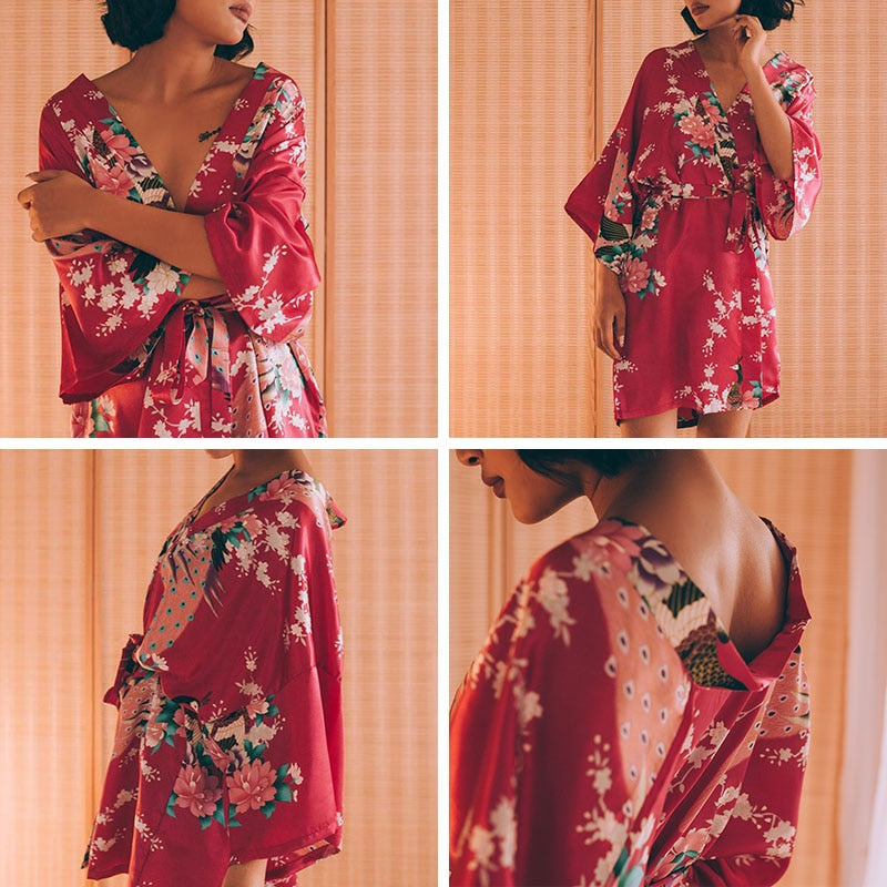Floral Print Kimono Robe