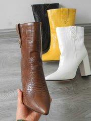 Load image into Gallery viewer, Faux Leather High Heel Ankle Boots
