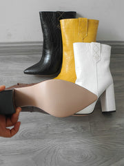Load image into Gallery viewer, Faux Leather High Heel Ankle Boots
