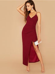 Load image into Gallery viewer, Spaghetti Strap Dress with Slit
