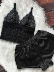 Load image into Gallery viewer, Satin Top &amp; Bowknot Shorts Set Sleepwear Pajamas - vendach
