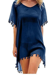 Load image into Gallery viewer, Tassels Beach Wear Swimsuit Cover Up - vendach
