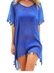 Load image into Gallery viewer, Tassels Beach Wear Swimsuit Cover Up - vendach
