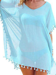 Load image into Gallery viewer, Tassels Beach Wear Swimsuit Cover Up - vendach
