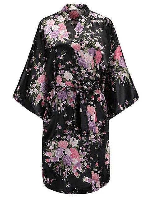 Floral Print Kimono Robe
