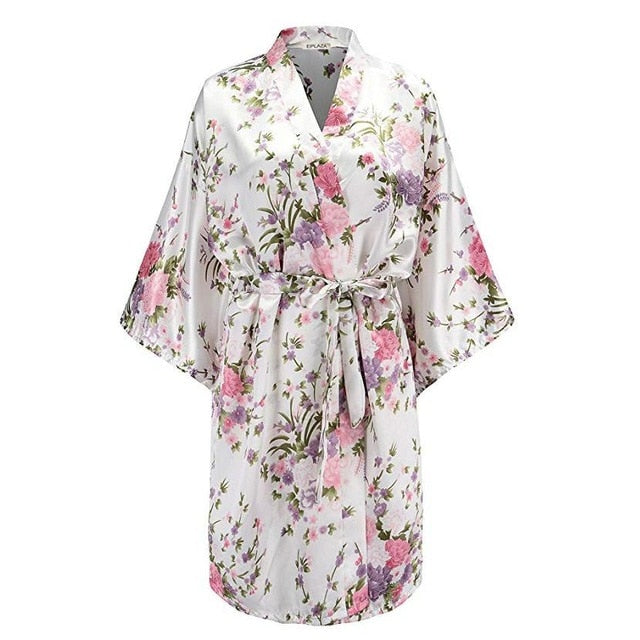 Floral Print Kimono Robe