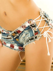 Load image into Gallery viewer, Side Lace-Up Denim Shorts
