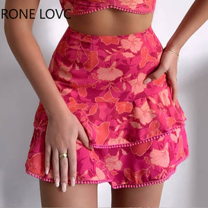 Floral Ruffled Top & Skirt