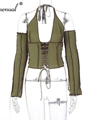 Load image into Gallery viewer, Long Sleeve Halter Tops
