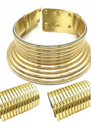 Load image into Gallery viewer, Collar, Earrings, &amp; Matching Cuffs Jewelry Set
