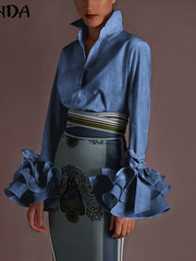 Load image into Gallery viewer, Flare Ruffled Sleeve Blouse
