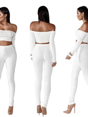 Load image into Gallery viewer, Long Sleeved Crop Top &amp; Pant Set
