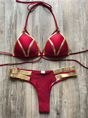 Load image into Gallery viewer, Gold Accent Bikini
