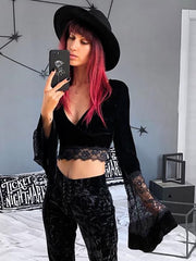 Load image into Gallery viewer, Gothic Crop Top Flare Sleeve
