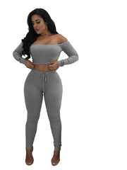 Load image into Gallery viewer, Long Sleeved Crop Top &amp; Pant Set
