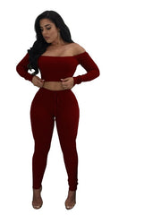 Load image into Gallery viewer, Long Sleeved Crop Top &amp; Pant Set
