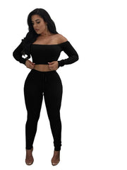 Load image into Gallery viewer, Long Sleeved Crop Top &amp; Pant Set
