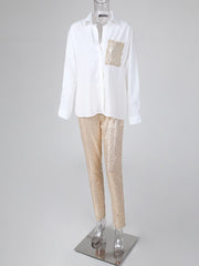 Load image into Gallery viewer, Long Sleeve Shirt &amp; Sequin Pants
