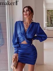 Load image into Gallery viewer, Ruched Satin Bodycon Dress
