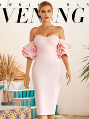 Load image into Gallery viewer, Off Shoulder Raffle Dress
