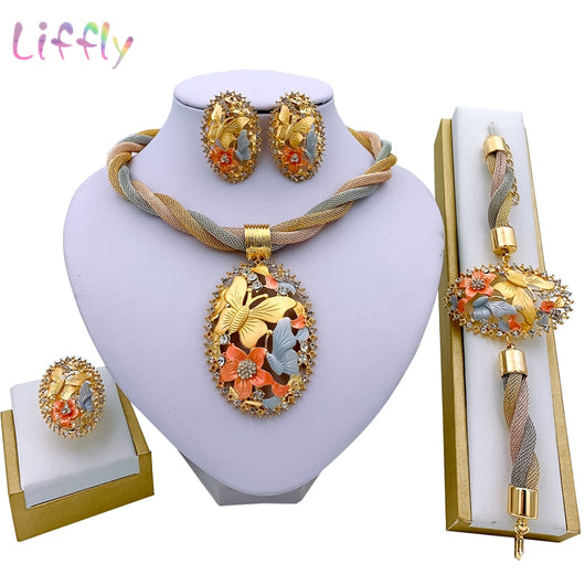 Butterfly and Gold Matching Jewelry Set