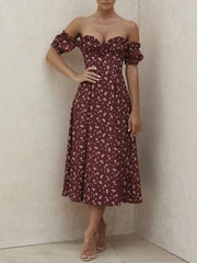 Load image into Gallery viewer, Ruffled Off-Shoulder Floral Dress
