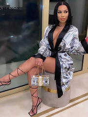 Load image into Gallery viewer, Money Printed Satin Robes
