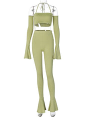 Load image into Gallery viewer, Off Shoulder Flared Sleeve Crop Top &amp; Pants
