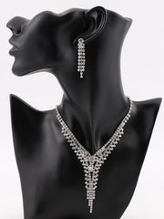 Load image into Gallery viewer, Rhinestone Necklace &amp; Earrings Set
