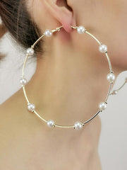 Load image into Gallery viewer, Pearl Hoop Earrings
