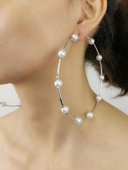 Load image into Gallery viewer, Pearl Hoop Earrings
