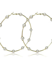 Load image into Gallery viewer, Pearl Hoop Earrings
