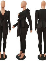 Load image into Gallery viewer, Women&#39;s Pants Suit w/ Bow
