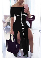 Load image into Gallery viewer, Off Shoulder Split Dress
