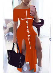 Load image into Gallery viewer, Off Shoulder Split Dress
