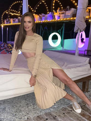 Load image into Gallery viewer, Long Sleeve Cropped Top &amp; Skirt Set
