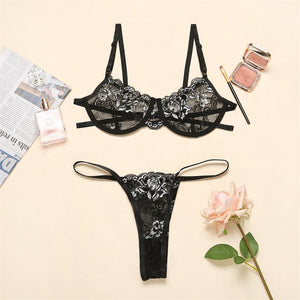 Lace Embroidered Bra & Panties