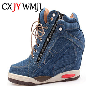 Denim Wedge Sneaker