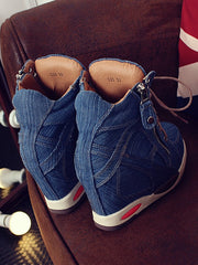 Load image into Gallery viewer, Denim Wedge Sneaker
